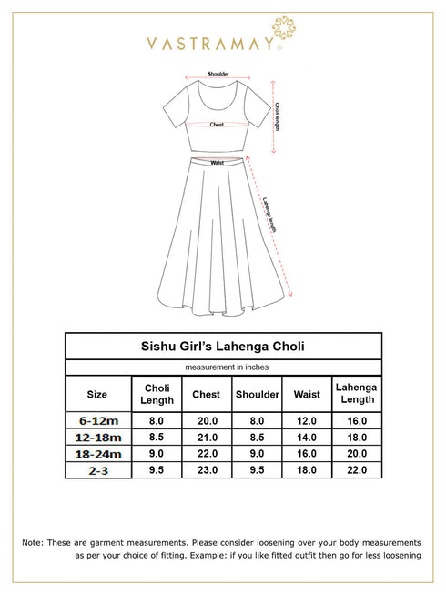 Vastramay SISHU Girl's Printed Linen Crop Top And Ruffle Skirt Set